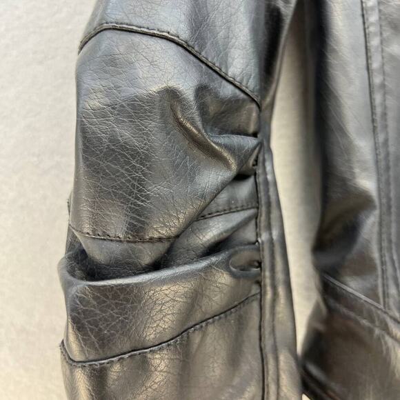 Miss London Faux Leather Moto Jacket Size Medium - Picture 6 of 13